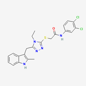 molecular formula C22H21Cl2N5OS B3592911 N-(3,4-dichlorophenyl)-2-({4-ethyl-5-[(2-methyl-1H-indol-3-yl)methyl]-4H-1,2,4-triazol-3-yl}thio)acetamide 