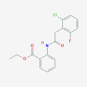 molecular formula C17H15ClFNO3 B3592938 ETHYL 2-[2-(2-CHLORO-6-FLUOROPHENYL)ACETAMIDO]BENZOATE 