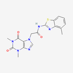 molecular formula C17H16N6O3S B3593043 2-(1,3-dimethyl-2,6-dioxo-1,2,3,6-tetrahydro-7H-purin-7-yl)-N-(4-methyl-1,3-benzothiazol-2-yl)acetamide 