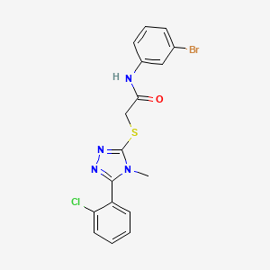 molecular formula C17H14BrClN4OS B3593090 N-(3-bromophenyl)-2-[[5-(2-chlorophenyl)-4-methyl-1,2,4-triazol-3-yl]sulfanyl]acetamide 