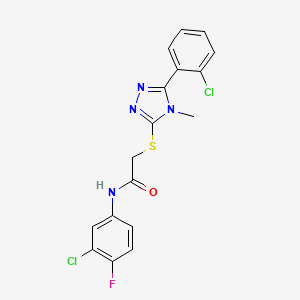 N-(3-chloro-4-fluorophenyl)-2-[[5-(2-chlorophenyl)-4-methyl-1,2,4-triazol-3-yl]sulfanyl]acetamide