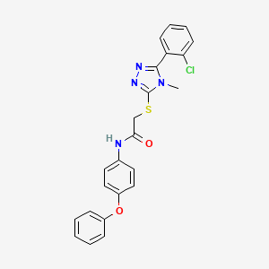 molecular formula C23H19ClN4O2S B3593102 2-[[5-(2-chlorophenyl)-4-methyl-1,2,4-triazol-3-yl]sulfanyl]-N-(4-phenoxyphenyl)acetamide 