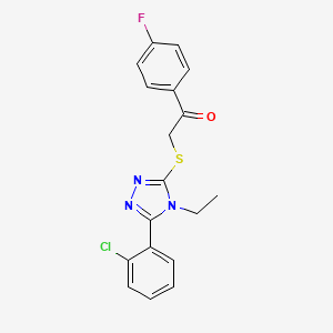 2-[[5-(2-Chlorophenyl)-4-ethyl-1,2,4-triazol-3-yl]sulfanyl]-1-(4-fluorophenyl)ethanone