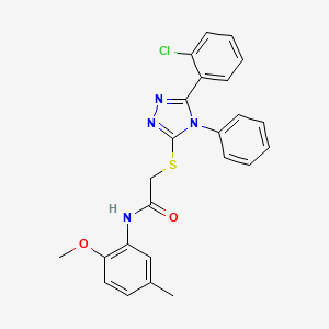 molecular formula C24H21ClN4O2S B3593143 2-{[5-(2-chlorophenyl)-4-phenyl-4H-1,2,4-triazol-3-yl]thio}-N-(2-methoxy-5-methylphenyl)acetamide 