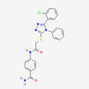 molecular formula C23H18ClN5O2S B3593151 4-[[2-[[5-(2-Chlorophenyl)-4-phenyl-1,2,4-triazol-3-yl]sulfanyl]acetyl]amino]benzamide 