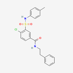 molecular formula C22H21ClN2O3S B3593158 4-chloro-3-{[(4-methylphenyl)amino]sulfonyl}-N-(2-phenylethyl)benzamide 