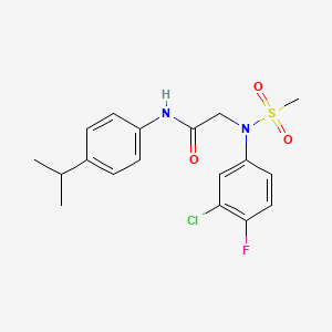 molecular formula C18H20ClFN2O3S B3593174 N~2~-(3-chloro-4-fluorophenyl)-N~1~-(4-isopropylphenyl)-N~2~-(methylsulfonyl)glycinamide 