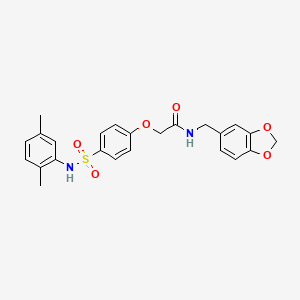 molecular formula C24H24N2O6S B3593185 N-(1,3-benzodioxol-5-ylmethyl)-2-[4-[(2,5-dimethylphenyl)sulfamoyl]phenoxy]acetamide 