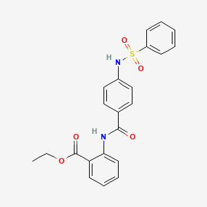 molecular formula C22H20N2O5S B3593198 ethyl 2-({4-[(phenylsulfonyl)amino]benzoyl}amino)benzoate 