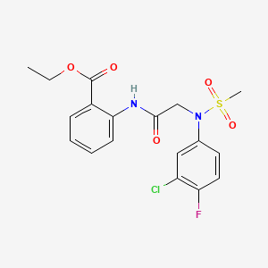 molecular formula C18H18ClFN2O5S B3593206 ethyl 2-{[N-(3-chloro-4-fluorophenyl)-N-(methylsulfonyl)glycyl]amino}benzoate 