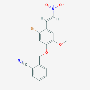 molecular formula C17H13BrN2O4 B3593249 2-{[5-bromo-2-methoxy-4-(2-nitrovinyl)phenoxy]methyl}benzonitrile 