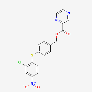 molecular formula C18H12ClN3O4S B3593293 4-[(2-chloro-4-nitrophenyl)thio]benzyl 2-pyrazinecarboxylate 