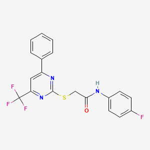 N-(4-fluorophenyl)-2-[4-phenyl-6-(trifluoromethyl)pyrimidin-2-yl]sulfanylacetamide