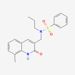 molecular formula C20H22N2O3S B3593325 N-[(2-hydroxy-8-methylquinolin-3-yl)methyl]-N-propylbenzenesulfonamide 