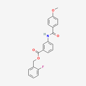 molecular formula C22H18FNO4 B3593328 2-fluorobenzyl 3-[(4-methoxybenzoyl)amino]benzoate 