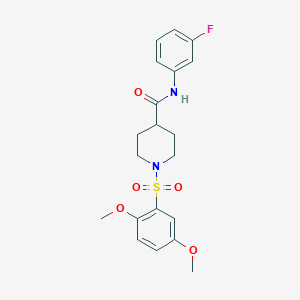 molecular formula C20H23FN2O5S B3593337 1-(2,5-dimethoxyphenyl)sulfonyl-N-(3-fluorophenyl)piperidine-4-carboxamide 