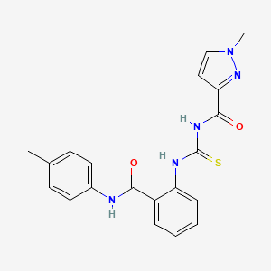 molecular formula C20H19N5O2S B3593363 N~1~-(4-METHYLPHENYL)-2-[({[(1-METHYL-1H-PYRAZOL-3-YL)CARBONYL]AMINO}CARBOTHIOYL)AMINO]BENZAMIDE 