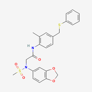 molecular formula C24H24N2O5S2 B3593377 N~2~-1,3-benzodioxol-5-yl-N~1~-{2-methyl-4-[(phenylthio)methyl]phenyl}-N~2~-(methylsulfonyl)glycinamide 