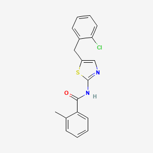 molecular formula C18H15ClN2OS B3593399 N-[5-(2-chlorobenzyl)-1,3-thiazol-2-yl]-2-methylbenzamide 