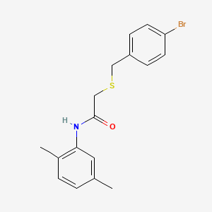 molecular formula C17H18BrNOS B3593401 2-[(4-bromobenzyl)thio]-N-(2,5-dimethylphenyl)acetamide 