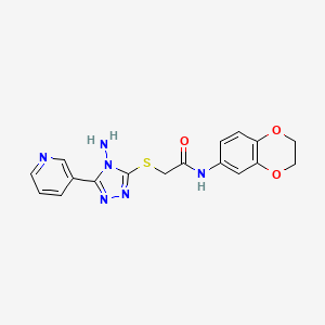 molecular formula C17H16N6O3S B3593423 2-{[4-amino-5-(pyridin-3-yl)-4H-1,2,4-triazol-3-yl]sulfanyl}-N-(2,3-dihydro-1,4-benzodioxin-6-yl)acetamide 