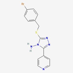 molecular formula C14H12BrN5S B3593438 3-[(4-Bromophenyl)methylthio]-5-(4-pyridyl)-1,2,4-triazole-4-ylamine 