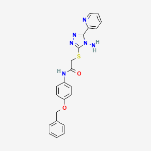 molecular formula C22H20N6O2S B3593475 2-(4-amino-5-(2-pyridyl)(1,2,4-triazol-3-ylthio))-N-[4-(phenylmethoxy)phenyl]a cetamide 