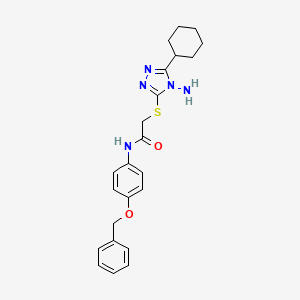 molecular formula C23H27N5O2S B3593500 2-[(4-amino-5-cyclohexyl-4H-1,2,4-triazol-3-yl)sulfanyl]-N-[4-(benzyloxy)phenyl]acetamide 