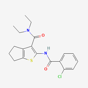 molecular formula C19H21ClN2O2S B3593512 2-[(2-chlorobenzoyl)amino]-N,N-diethyl-5,6-dihydro-4H-cyclopenta[b]thiophene-3-carboxamide 