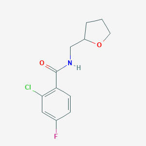 molecular formula C12H13ClFNO2 B359361 2-chloro-4-fluoro-N-(oxolan-2-ylmethyl)benzamide CAS No. 898148-10-2