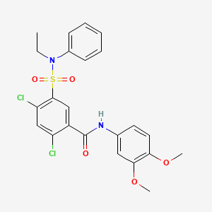 2,4-dichloro-N-(3,4-dimethoxyphenyl)-5-[ethyl(phenyl)sulfamoyl]benzamide