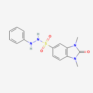 molecular formula C15H16N4O3S B3593658 1,3-dimethyl-2-oxo-N'-phenylbenzimidazole-5-sulfonohydrazide 