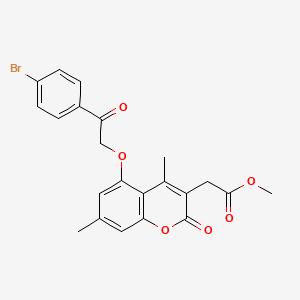 molecular formula C22H19BrO6 B3593747 methyl 2-{5-[2-(4-bromophenyl)-2-oxoethoxy]-4,7-dimethyl-2-oxo-2H-chromen-3-yl}acetate 