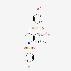 4-CHLORO-N-[4-HYDROXY-3-(4-METHOXYBENZENESULFONYL)-5-METHYL-2-(PROPAN-2-YL)PHENYL]BENZENE-1-SULFONAMIDE