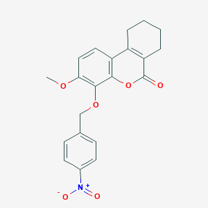 molecular formula C21H19NO6 B3593759 3-METHOXY-4-[(4-NITROPHENYL)METHOXY]-6H,7H,8H,9H,10H-CYCLOHEXA[C]CHROMEN-6-ONE 