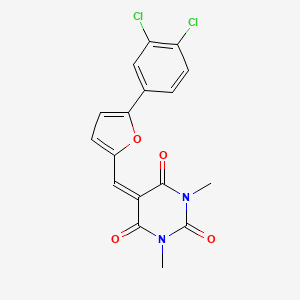 molecular formula C17H12Cl2N2O4 B3593833 5-{[5-(3,4-dichlorophenyl)-2-furyl]methylene}-1,3-dimethyl-2,4,6(1H,3H,5H)-pyrimidinetrione 