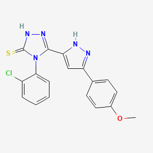 4-(2-chlorophenyl)-5-[3-(4-methoxyphenyl)-1H-pyrazol-5-yl]-4H-1,2,4-triazole-3-thiol