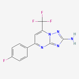 molecular formula C12H7F4N5 B3593875 5-(4-fluorophenyl)-7-(trifluoromethyl)[1,2,4]triazolo[1,5-a]pyrimidin-2-amine 