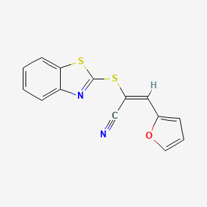 molecular formula C14H8N2OS2 B3593887 2-(1,3-benzothiazol-2-ylthio)-3-(2-furyl)acrylonitrile 