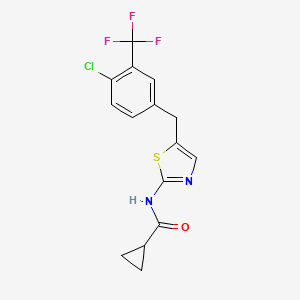 molecular formula C15H12ClF3N2OS B3593890 N-{5-[4-chloro-3-(trifluoromethyl)benzyl]-1,3-thiazol-2-yl}cyclopropanecarboxamide 