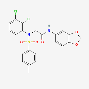 molecular formula C22H18Cl2N2O5S B3593916 N~1~-1,3-benzodioxol-5-yl-N~2~-(2,3-dichlorophenyl)-N~2~-[(4-methylphenyl)sulfonyl]glycinamide 