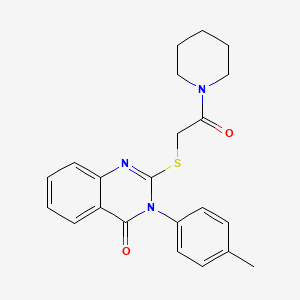 molecular formula C22H23N3O2S B3594037 3-(4-methylphenyl)-2-{[2-oxo-2-(1-piperidinyl)ethyl]thio}-4(3H)-quinazolinone 