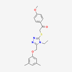 molecular formula C22H25N3O3S B3594044 2-({5-[(3,5-dimethylphenoxy)methyl]-4-ethyl-4H-1,2,4-triazol-3-yl}thio)-1-(4-methoxyphenyl)ethanone 