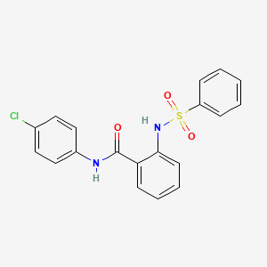 molecular formula C19H15ClN2O3S B3594070 N-(4-chlorophenyl)-2-[(phenylsulfonyl)amino]benzamide 