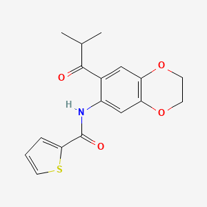 molecular formula C17H17NO4S B3594087 N-[7-(2-methylpropanoyl)-2,3-dihydro-1,4-benzodioxin-6-yl]thiophene-2-carboxamide 