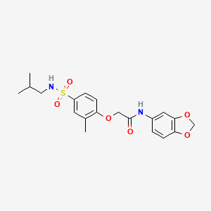 molecular formula C20H24N2O6S B3594121 N-(1,3-benzodioxol-5-yl)-2-[2-methyl-4-(2-methylpropylsulfamoyl)phenoxy]acetamide 