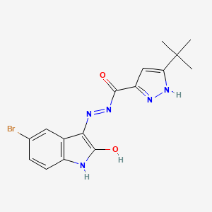 N'-[(3E)-5-Bromo-2-oxo-2,3-dihydro-1H-indol-3-ylidene]-3-tert-butyl-1H-pyrazole-5-carbohydrazide