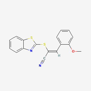 molecular formula C17H12N2OS2 B3594152 (Z)-2-(1,3-benzothiazol-2-ylsulfanyl)-3-(2-methoxyphenyl)prop-2-enenitrile 