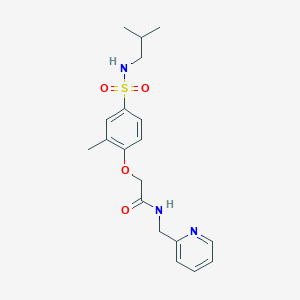 molecular formula C19H25N3O4S B3594155 2-{4-[(isobutylamino)sulfonyl]-2-methylphenoxy}-N-(2-pyridinylmethyl)acetamide 