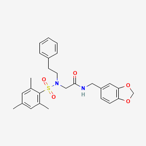 N-(1,3-benzodioxol-5-ylmethyl)-2-[2-phenylethyl-(2,4,6-trimethylphenyl)sulfonylamino]acetamide